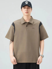 Men's Plus Size Button Detail Short Sleeve Polo Light Coffee / M