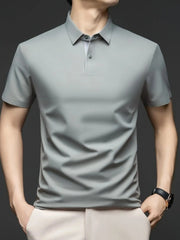 Men's Plus Size Button Detail Short Sleeve Polo Light Green / M