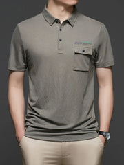 Men's Plus Size Button Detail Short Sleeve Polo Military Green / M