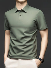 Men's Plus Size Button Detail Short Sleeve Polo Mint Blue / M