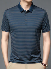 Men's Plus Size Button Detail Short Sleeve Polo Navy Blue / M
