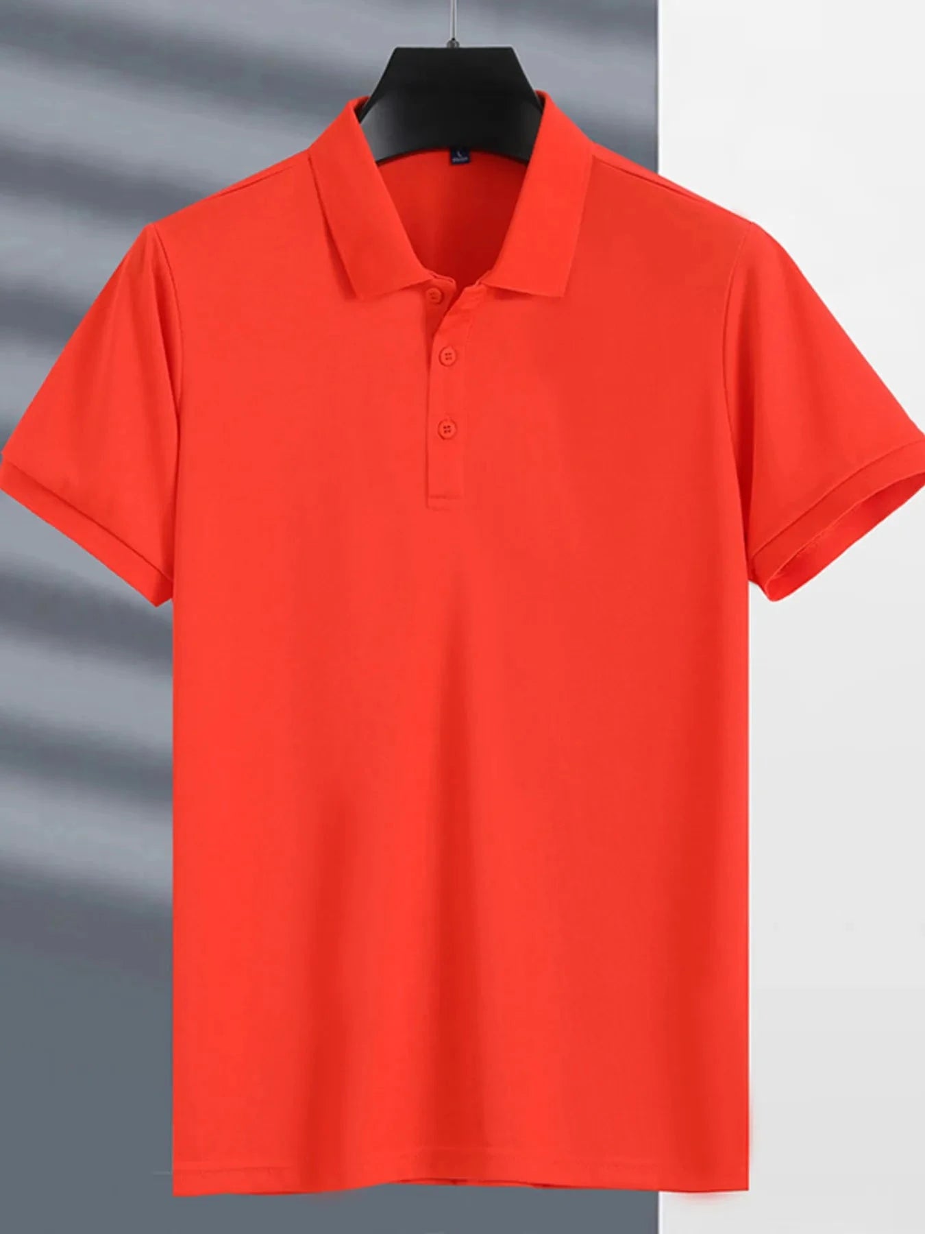 Men's Plus Size Button Detail Short Sleeve Polo Orange-red / M
