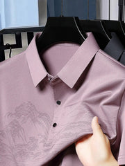 Men's Plus Size Button Detail Short Sleeve Polo Pink / M