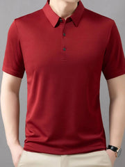 Men's Plus Size Button Detail Short Sleeve Polo Red / M