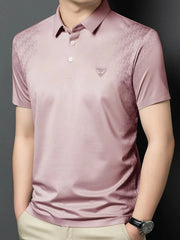 Men's Plus Size Button Detail Short Sleeve Polo Red Skin / M