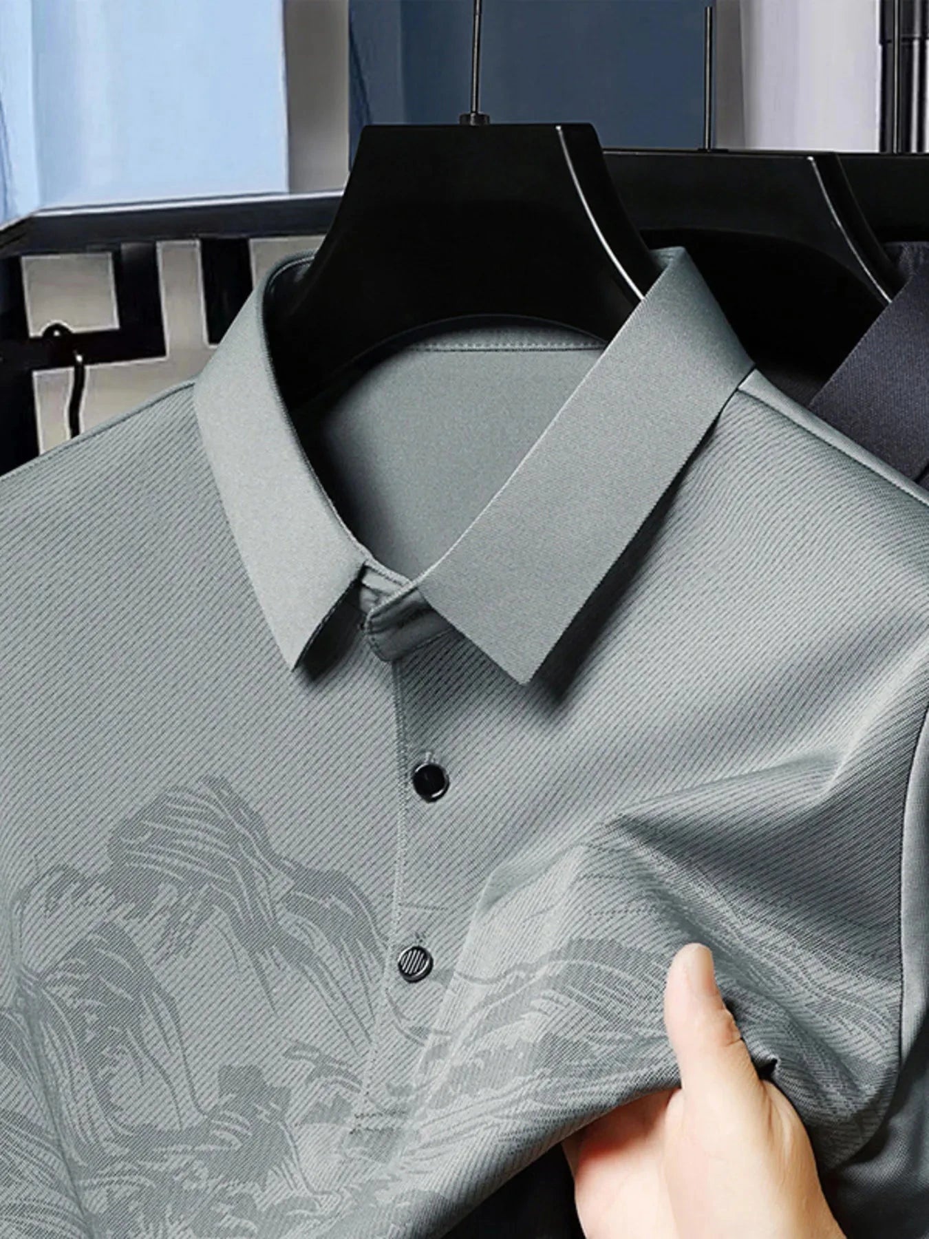 Men's Plus Size Button Detail Short Sleeve Polo Sage / M