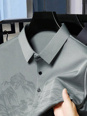 Men's Plus Size Button Detail Short Sleeve Polo Sage / M