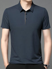 Men's Plus Size Button Detail Short Sleeve Polo Shangqing / M
