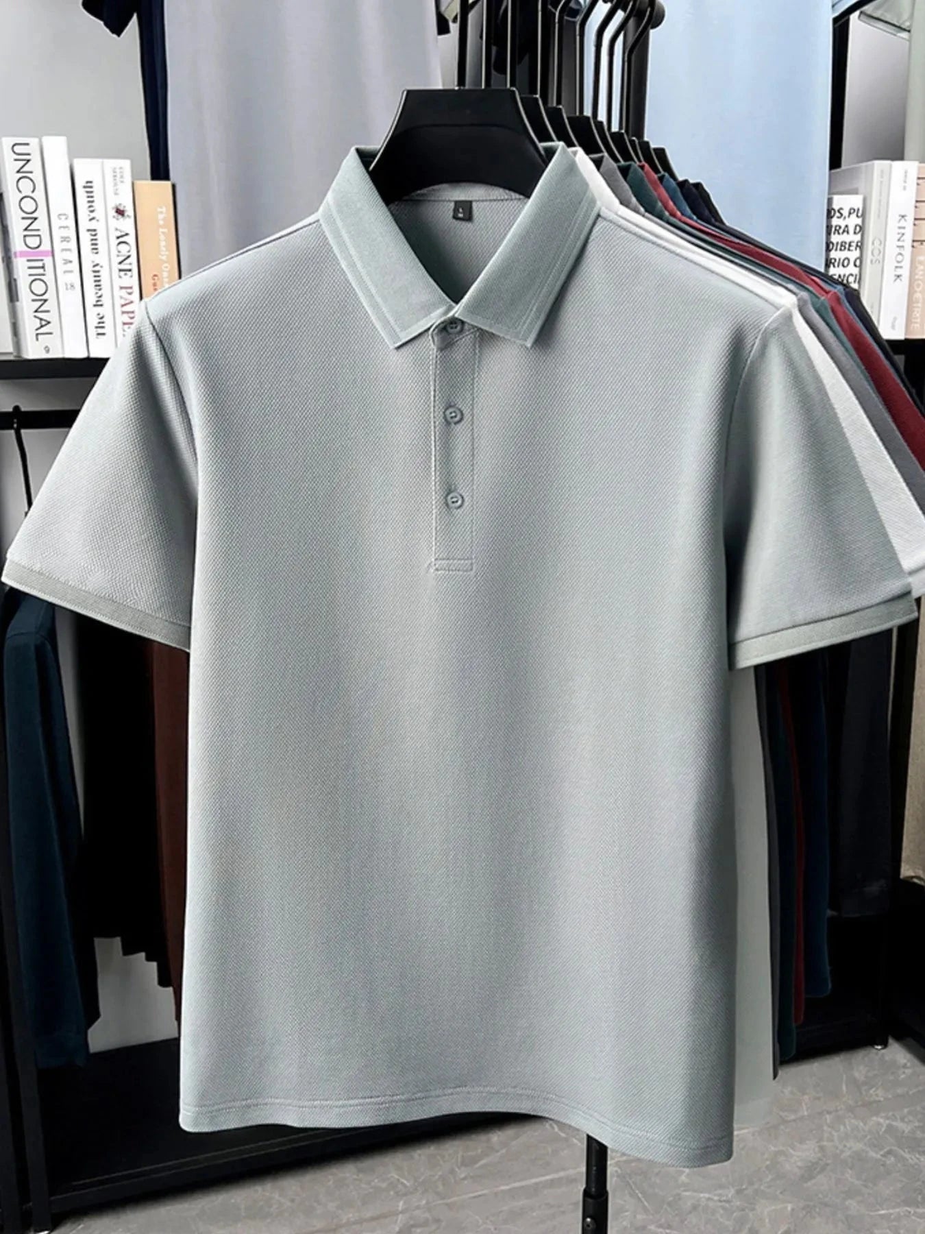 Men's Plus Size Button Detail Short Sleeve Polo Silver / M