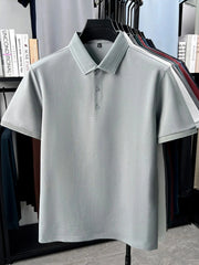 Men's Plus Size Button Detail Short Sleeve Polo Silver / M