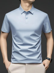 Men's Plus Size Button Detail Short Sleeve Polo Sky Blue / M