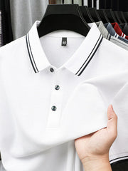 Men's Plus Size Button Detail Short Sleeve Polo White / M
