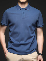 Men's Plus Size Button Detail Short Sleeve Polo Zhonglan / M
