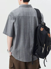 Men's Plus Size Button Detail Short Sleeve Shirt