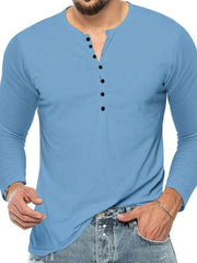 Men's Plus Size Button Detail Short Sleeve T-Shirt Light Blue / M