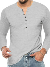 Men's Plus Size Button Detail Short Sleeve T-Shirt Light Gray / M