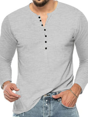 Men's Plus Size Button Detail Short Sleeve T-Shirt Light Gray / M
