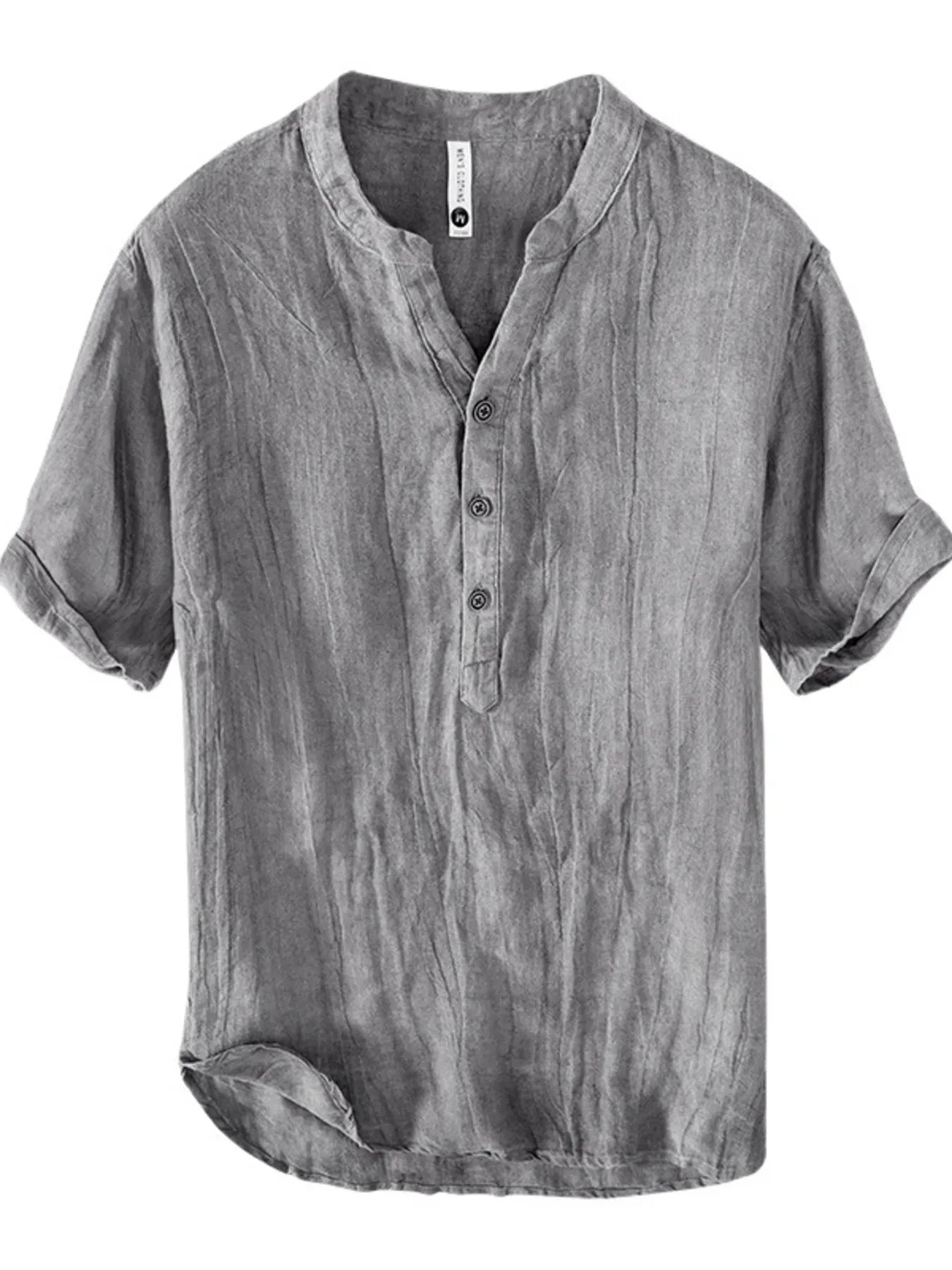 Men's Plus Size Button Detail Short Sleeve Top