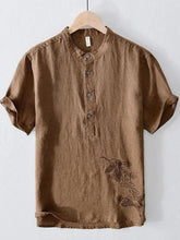 Men's Plus Size Button Detail Short Sleeve Top Coffee / M