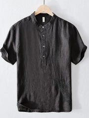 Men's Plus Size Button Detail Short Sleeve Top Dark Gray / M