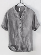 Men's Plus Size Button Detail Short Sleeve Top Grey / M
