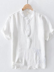 Men's Plus Size Button Detail Short Sleeve Top White / M