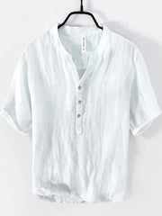 Men's Plus Size Button Detail Short Sleeve Top White / M