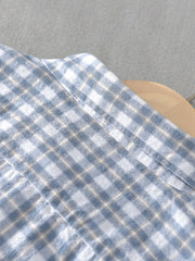 Men's Plus Size Button Down Plaid Short Sleeve Shirt