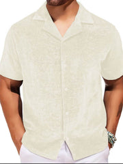 Men's Plus Size Button Down Short Sleeve Shirt Ivory / L