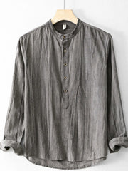 Men's Plus Size Button Front Long Sleeve Blouse