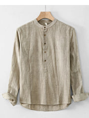 Men's Plus Size Button Front Long Sleeve Blouse Apricot / M