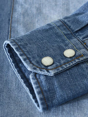 Men's Plus Size Button Up Long Sleeve Denim Shirt