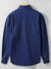 Men's Plus Size Button Up Long Sleeve Denim Shirt