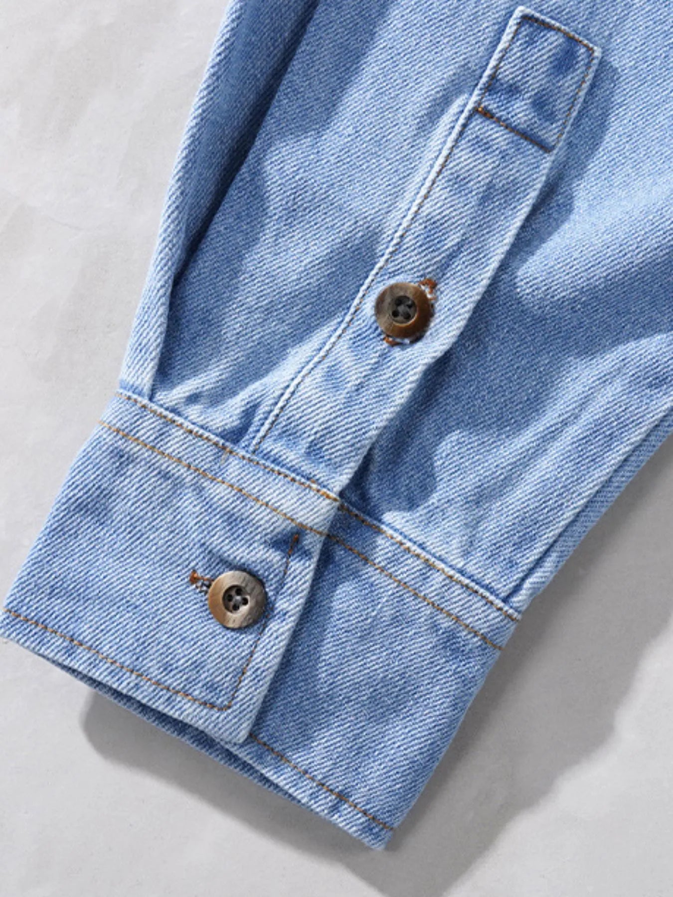 Men's Plus Size Button Up Long Sleeve Denim Shirt