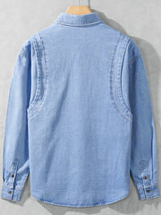 Men's Plus Size Button Up Long Sleeve Denim Shirt