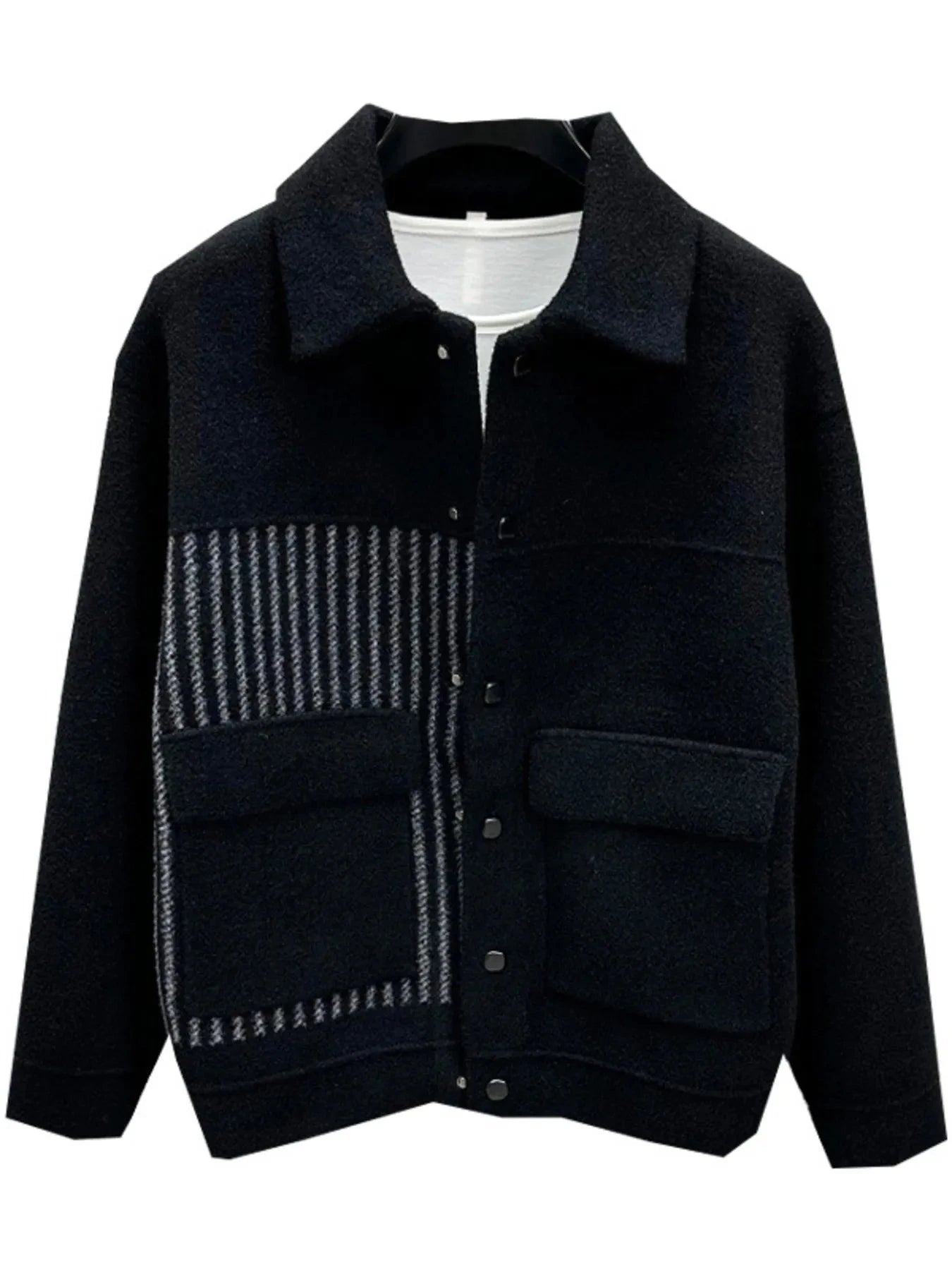 Men's Plus Size Button Up Long Sleeve Jacket Black / M