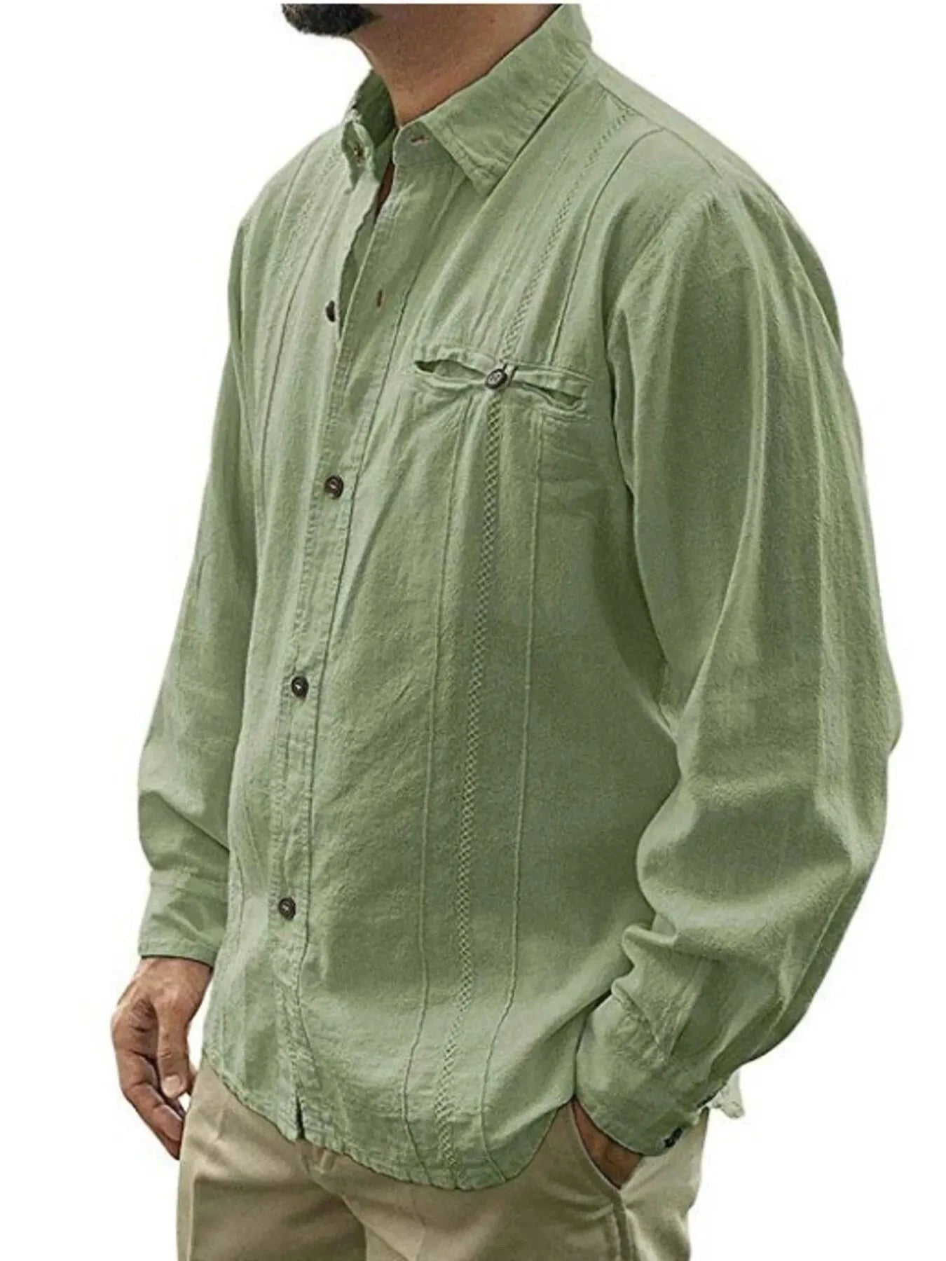 Men's Plus Size Button Up Long Sleeve Shirt