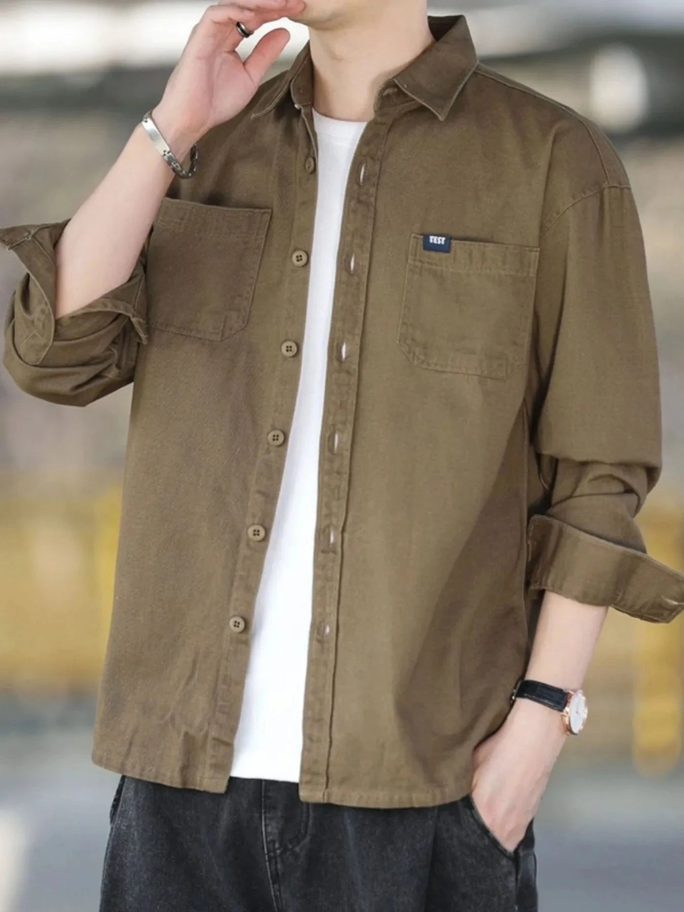 Men's Plus Size Button Up Long Sleeve Shirt