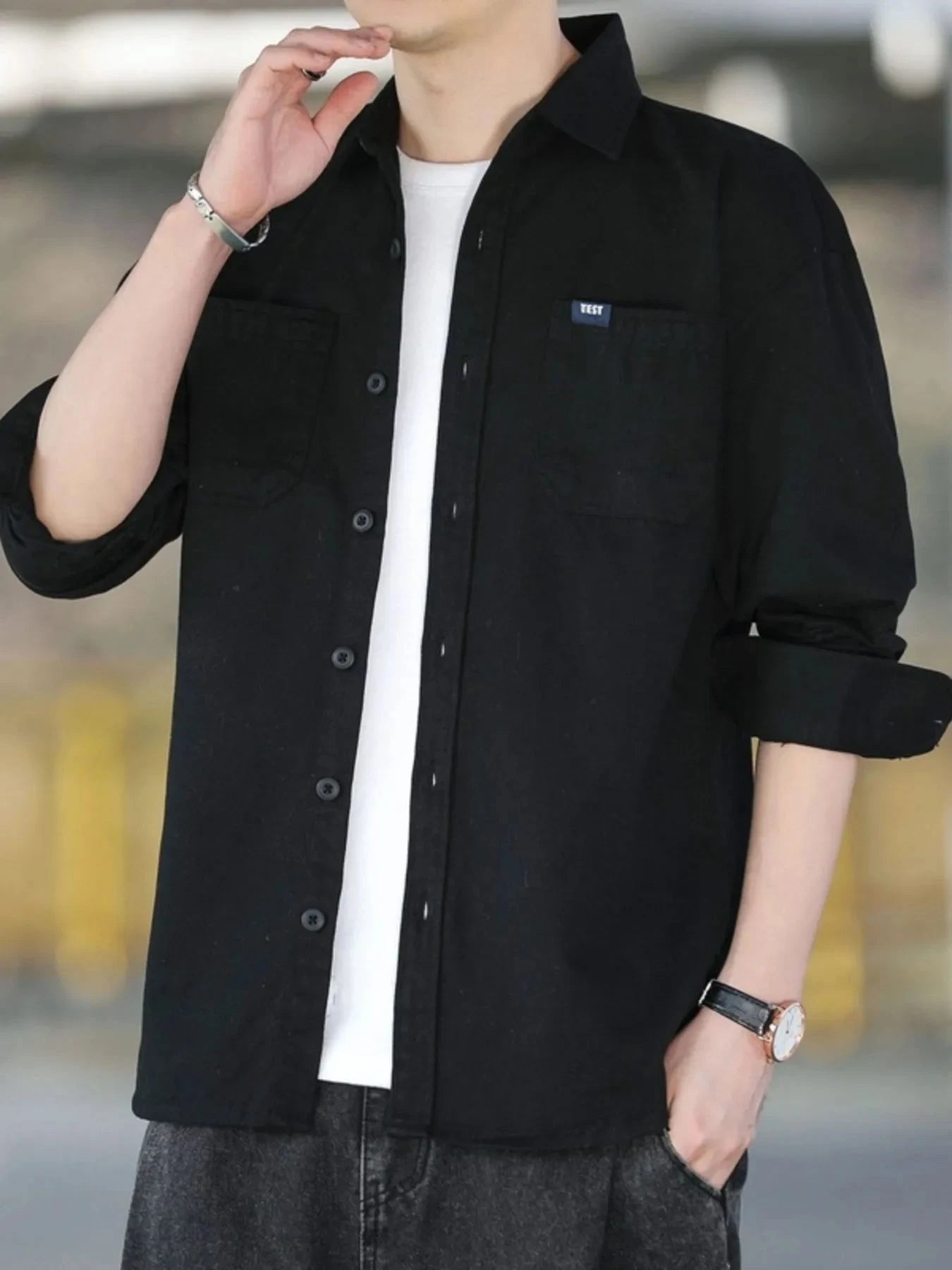 Men's Plus Size Button Up Long Sleeve Shirt