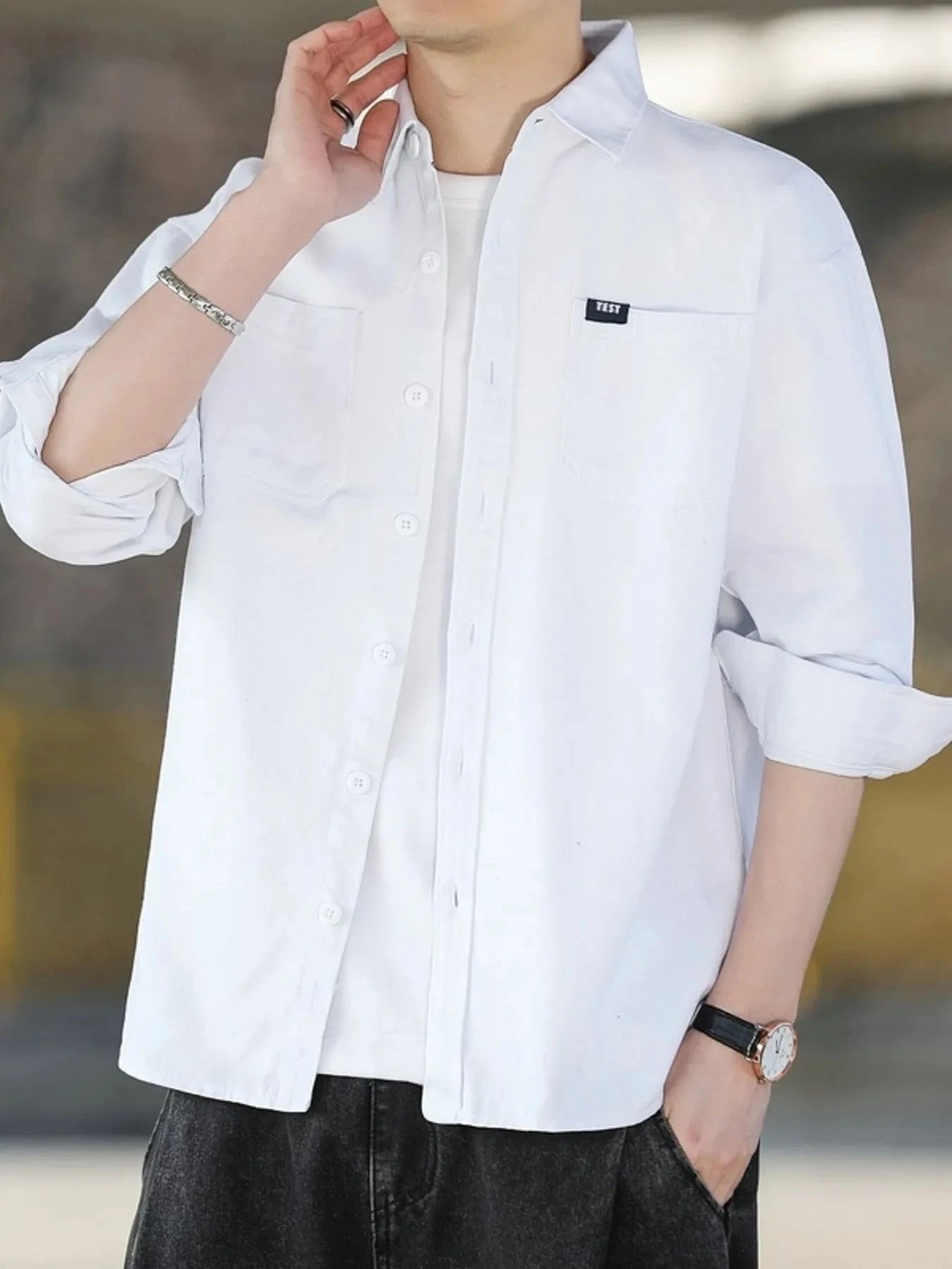 Men's Plus Size Button Up Long Sleeve Shirt