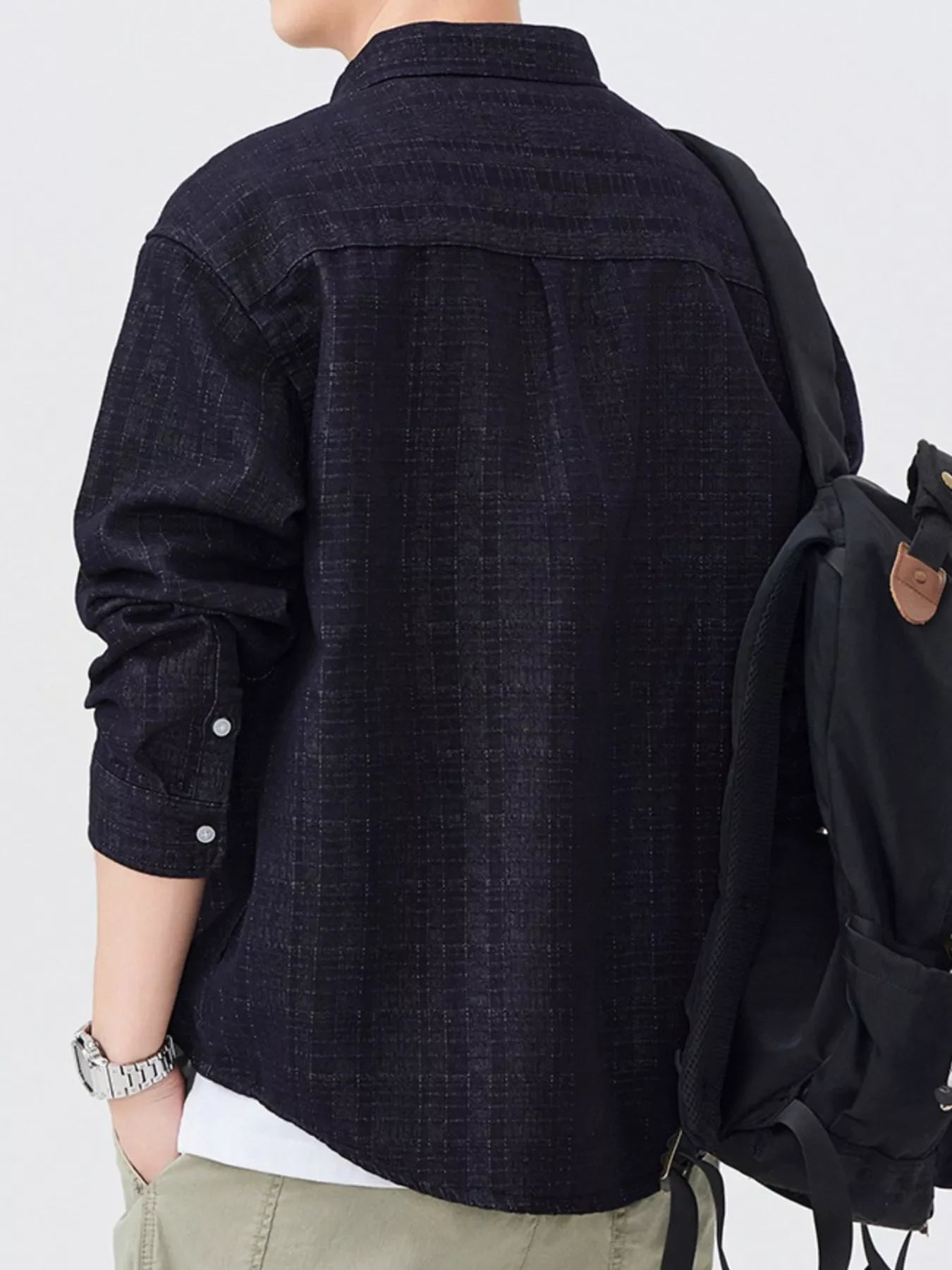 Men's Plus Size Button Up Long Sleeve Shirt