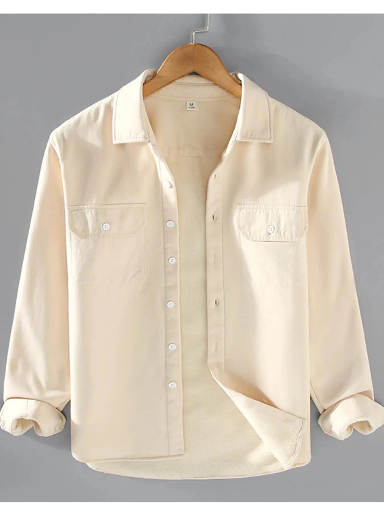 Men's Plus Size Button Up Long Sleeve Shirt Apricot / M