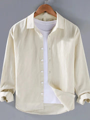 Men's Plus Size Button Up Long Sleeve Shirt Apricot / M