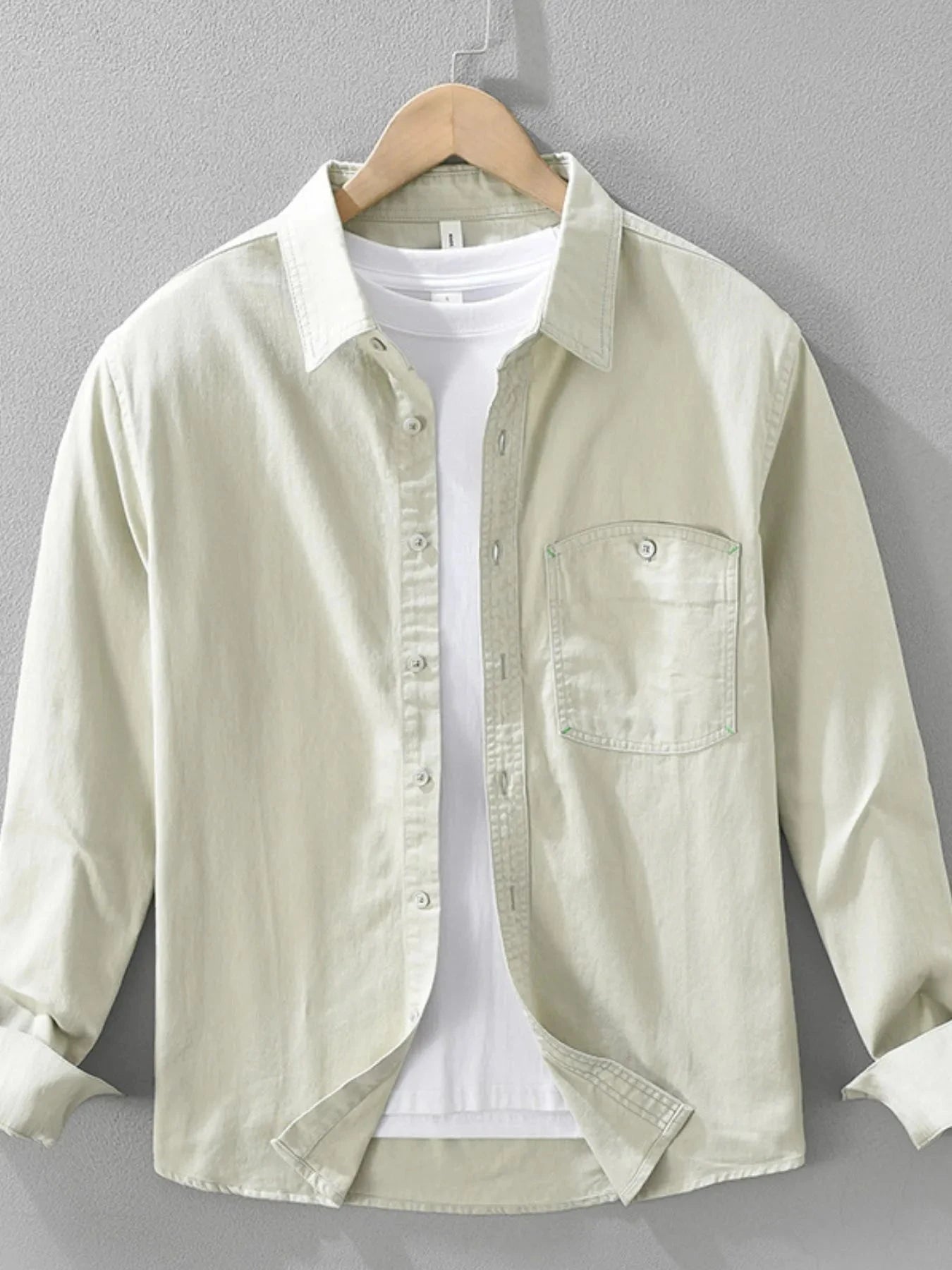Men's Plus Size Button Up Long Sleeve Shirt Apricot / M