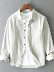 Men's Plus Size Button-Up Long Sleeve Shirt Apricot / M