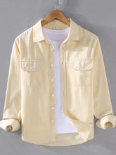 Men's Plus Size Button Up Long Sleeve Shirt Apricot / M