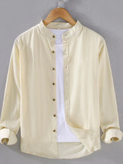 Men's Plus Size Button Up Long Sleeve Shirt Apricot / M