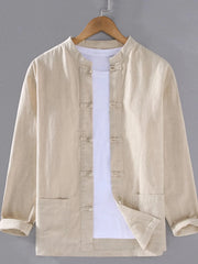 Men's Plus Size Button Up Long Sleeve Shirt Apricot / M