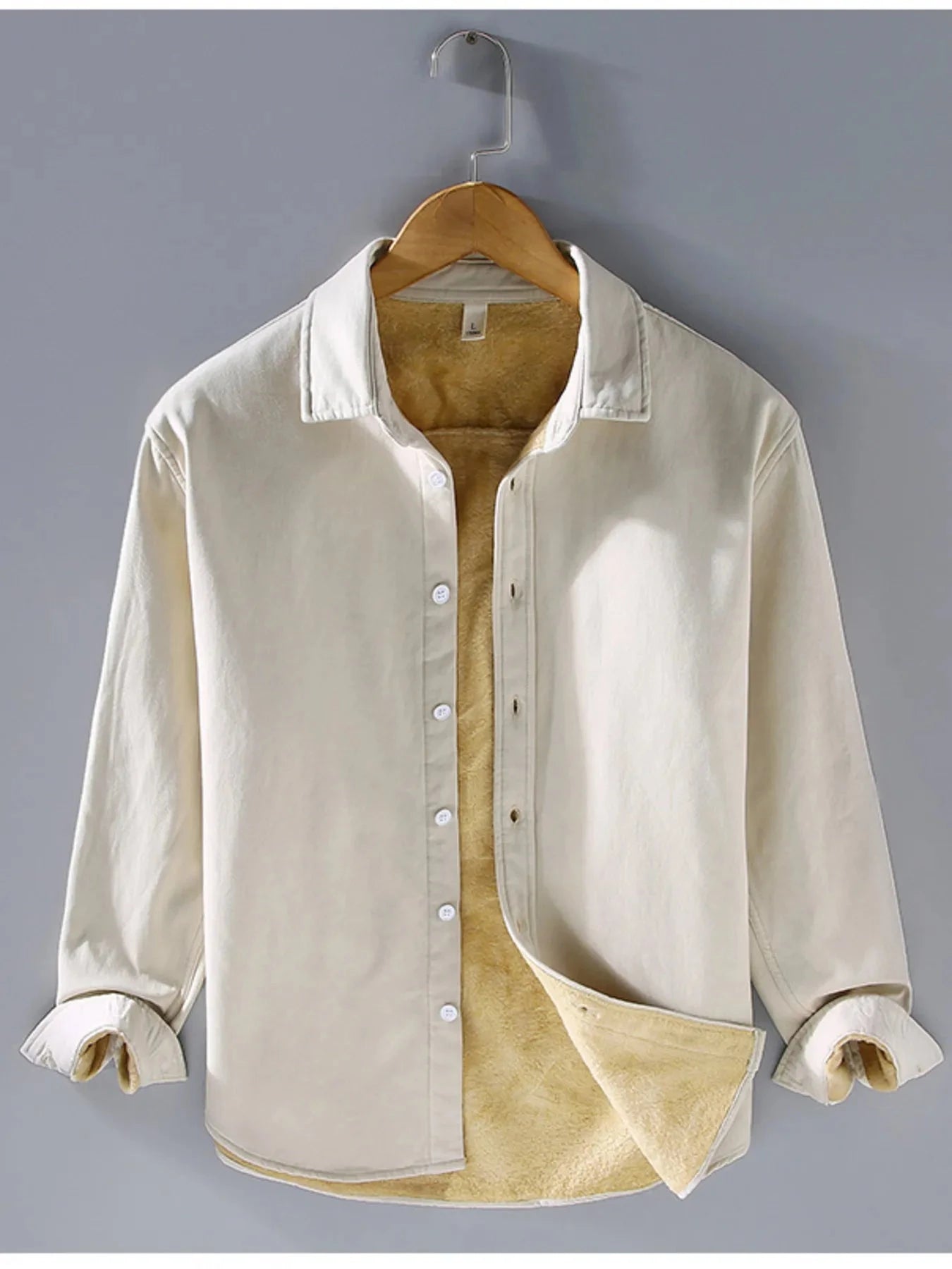 Men's Plus Size Button Up Long Sleeve Shirt Apricot / M