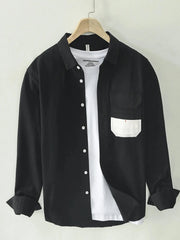 Men's Plus Size Button Up Long Sleeve Shirt Black / M